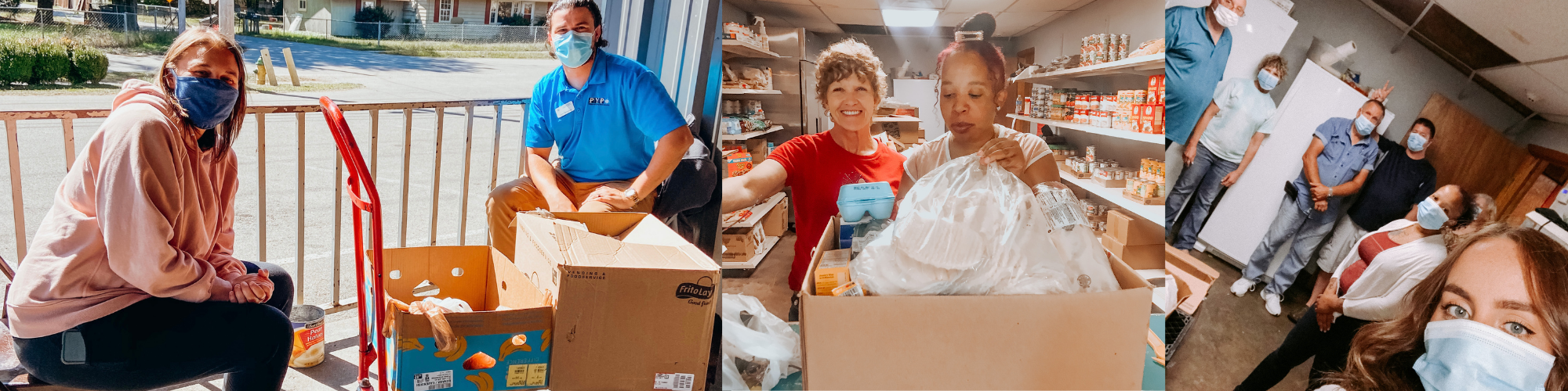 volunteers working in food pantry 